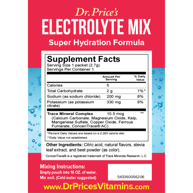 ELECTROLYTE MIX - RASPBERRY FLAVOR – 30 INDIVIDUAL PACKETS