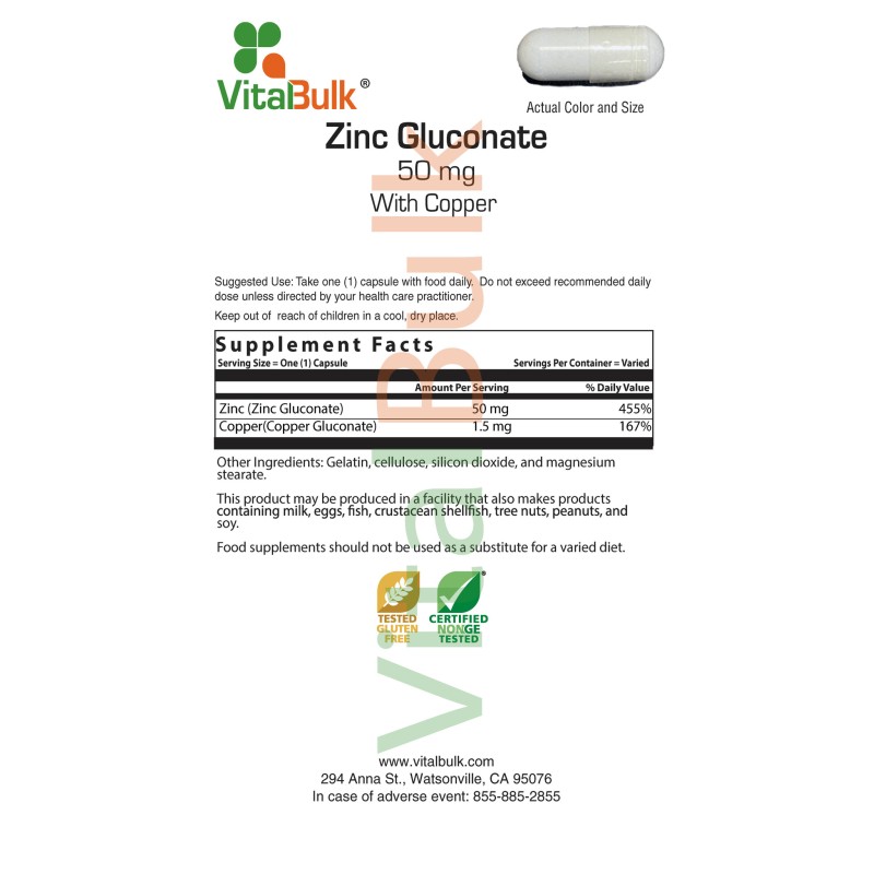 Zinc Gluconate 50 mg. With Copper