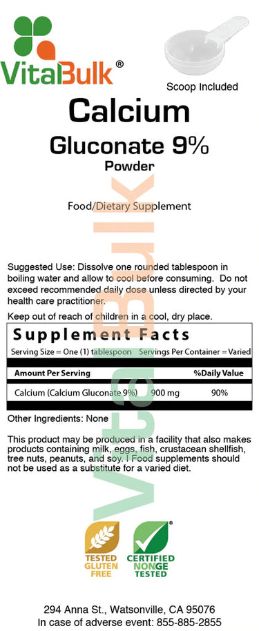 CALCIUM GLUCONATE 9% - 16 Oz. (453 Gr.)