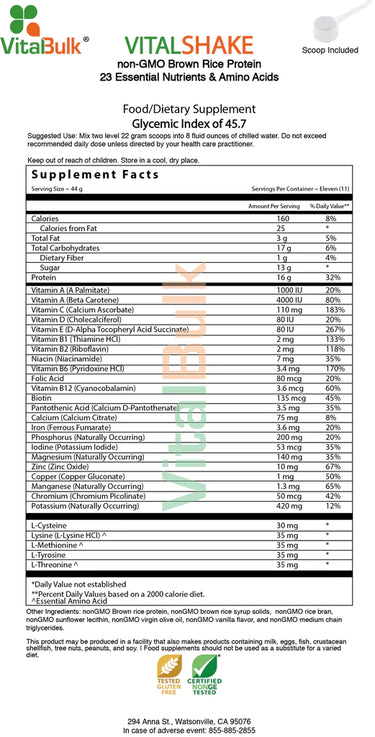 VITALSHAKE PROTEIN POWDER – 17.6 Oz. (0.5 Kg)