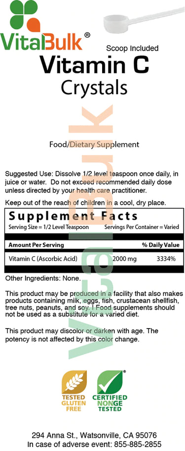 VITAMIN C CRYSTALS – 4 Oz. (113 Gr.) POWDER