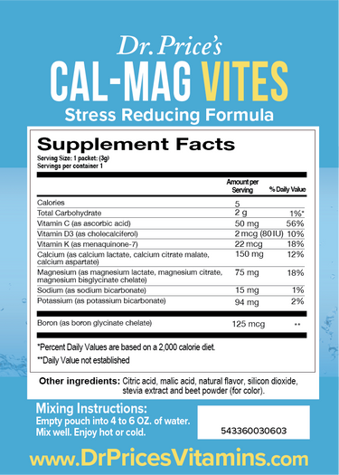 CAL-MAG VITES - STRAWBERRY LEMON FLAVOR – 30 INDIVIDUAL PACKETS