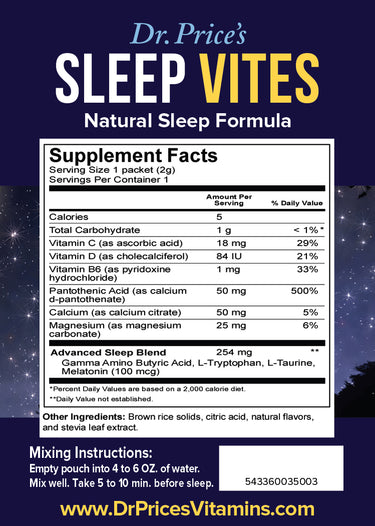 SLEEP VITES – NATURAL SLEEP FORMULA - 30 INDIVIDUAL PACKETS