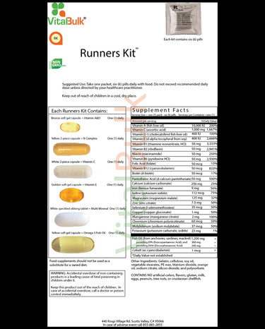 RUNNERS KIT PACKET – 30 PACKETS PER BOX