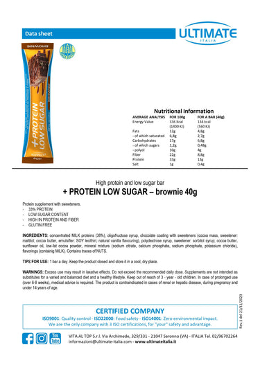 protein bar lowsugar ultimate sheet data